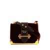 Prada  Cahier shoulder bag  in burgundy velvet  and burgundy leather - 360 thumbnail
