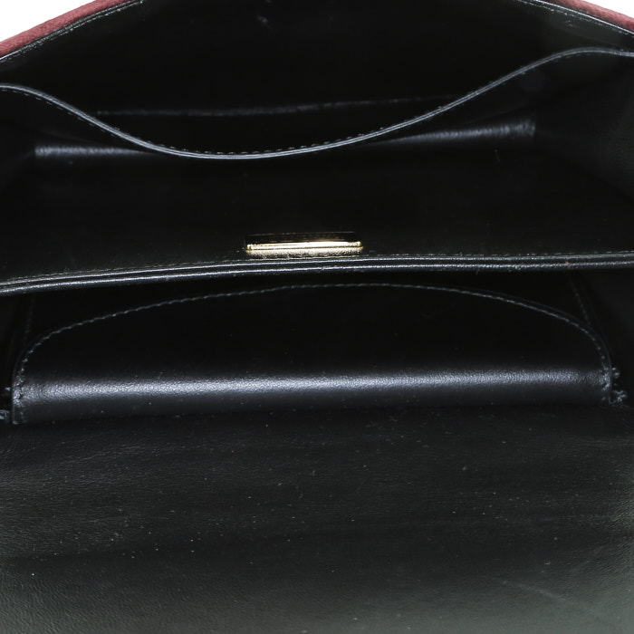 Prada Cahier shoulder bag in burgundy velvet and burgundy leather - Detail D2