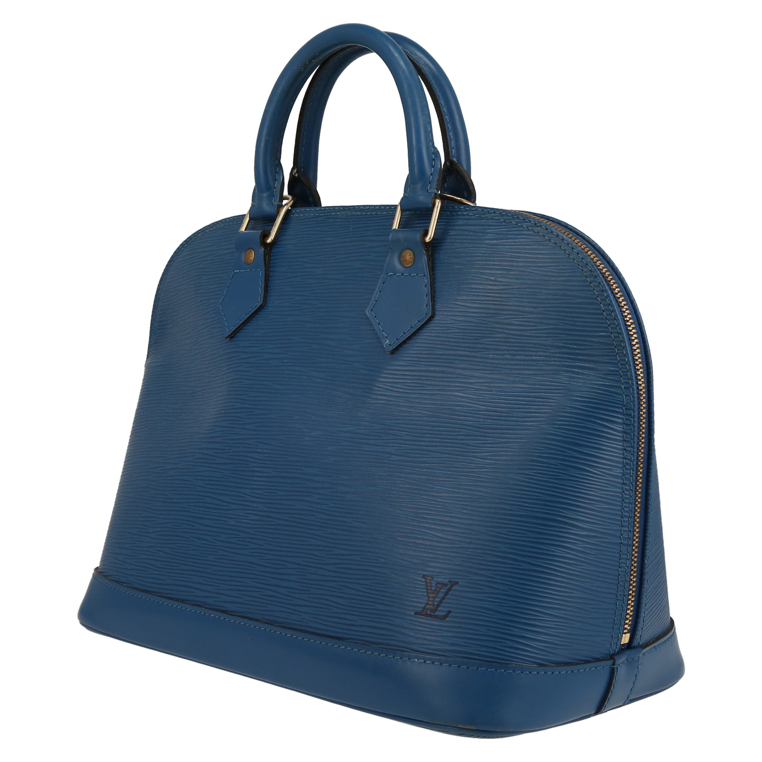 Sac à main Louis Vuitton  Alma en cuir épi bleu - Detail D3