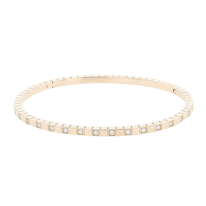 bracelet jonc chopard ice cube en or rose et diamants