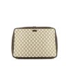 Borsa portadocumenti Gucci  Suprême GG in tela monogram cerata beige e pelle marrone - 360 thumbnail