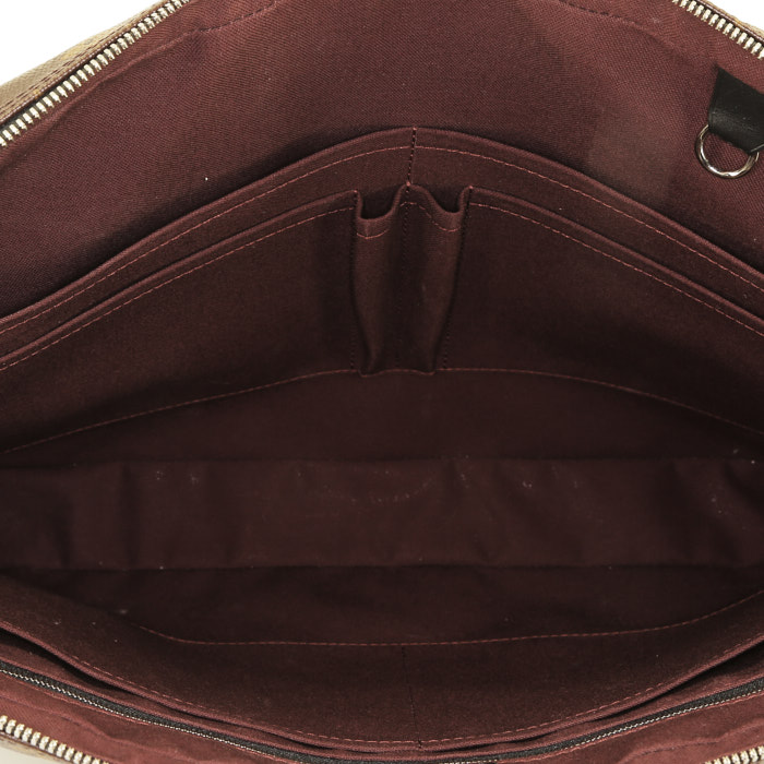 Porte-documents Louis Vuitton   en toile monogram marron et cuir noir - Detail D2