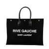 Sac cabas Saint Laurent  Rive Gauche en toile noire et cuir noir - 360 thumbnail