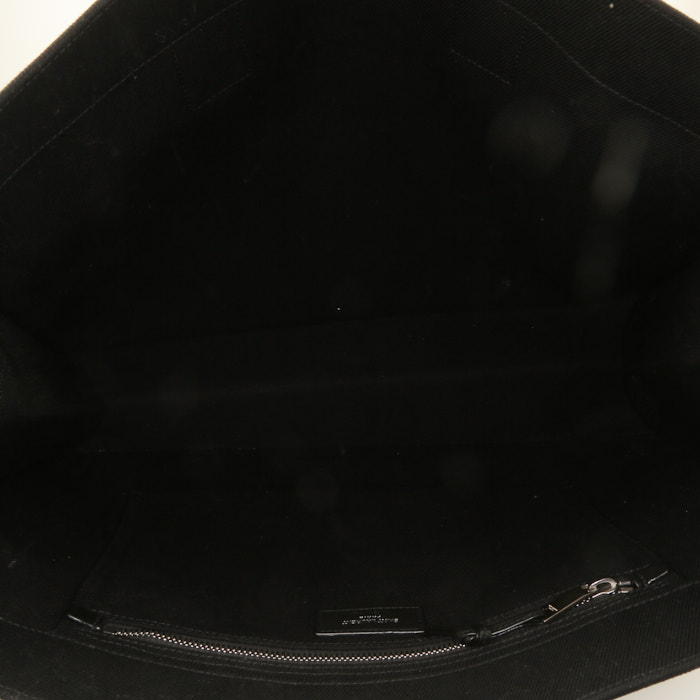 Bolso Cabás Saint Laurent  Rive Gauche en lona negra y cuero negro - Detail D2