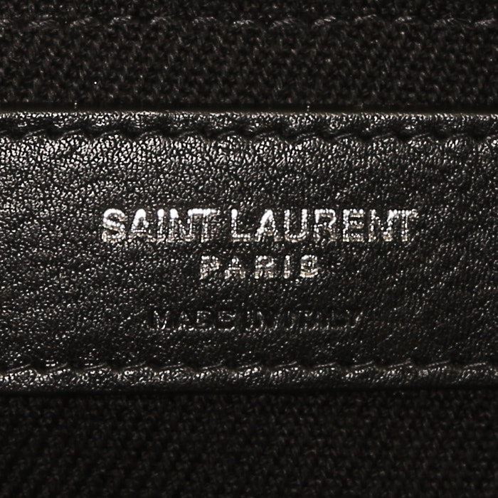 Bolso Cabás Saint Laurent  Rive Gauche en lona negra y cuero negro - Detail D3