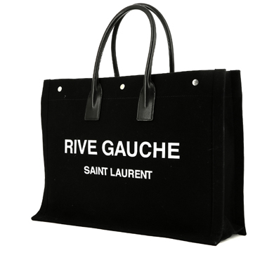 Bolso Cabás Saint Laurent  Rive Gauche en lona negra y cuero negro
