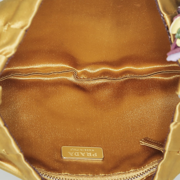 Prada   handbag  in yellow satin - Detail D3