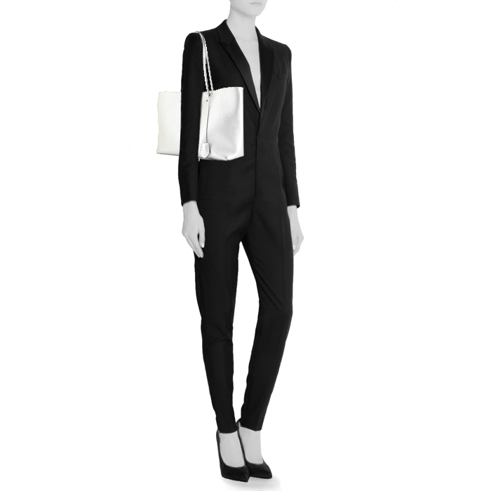 Sac cabas Fendi  Selleria en cuir argenté - Detail D1