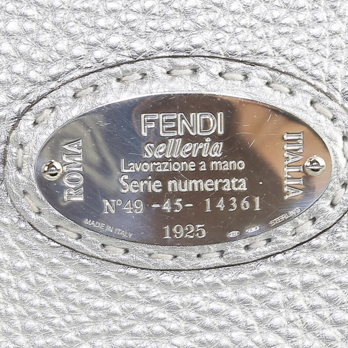 Sac cabas Fendi  Selleria en cuir argenté - Detail D3