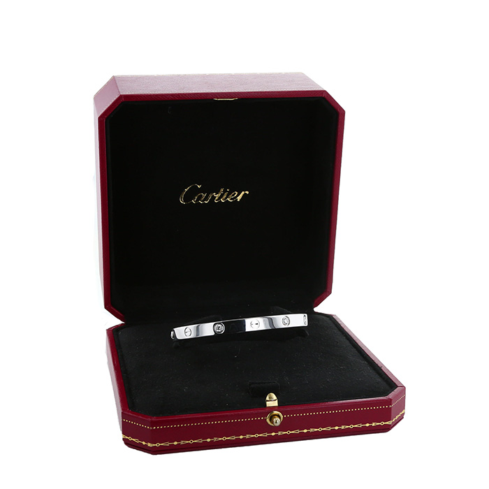 Bracciale Cartier Love 4 diamants in oro bianco e diamanti - Detail D2