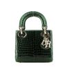 Dior  Mini Lady Dior handbag  in green crocodile - 360 thumbnail