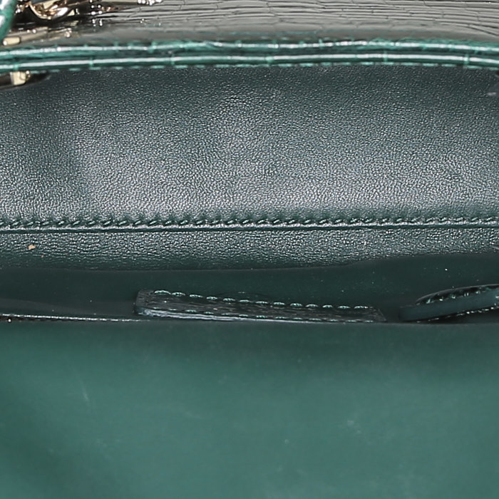 Dior  Mini Lady Dior handbag  in green crocodile - Detail D3