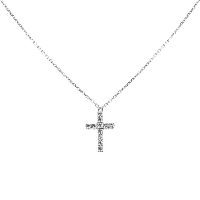CARTIER 18K White Gold Diamond Symbols Cross Pendant Necklace 231533 |  FASHIONPHILE