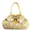 Miu Miu   handbag  in beige canvas  and gold leather - 360 thumbnail
