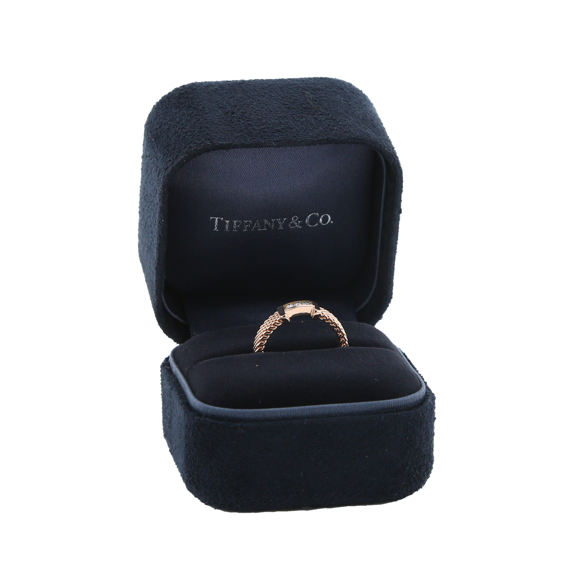 Rigid Tiffany 
Co Somerset small model ring in pink gold and diamonds - Detail D2