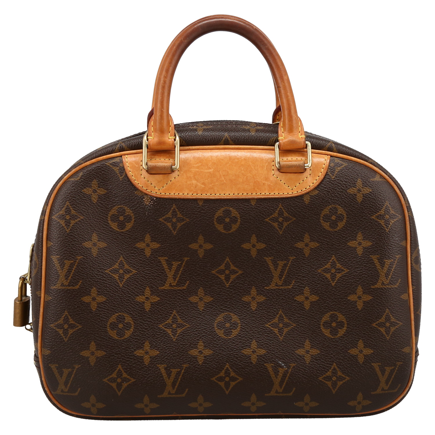 Bolso de mano Louis Vuitton  Trouville en lona Monogram y cuero natural - Detail D7