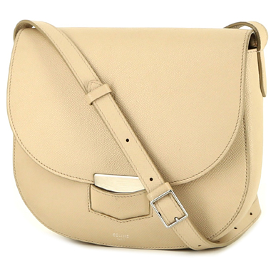 Borsa a tracolla Celine  Trotteur in pelle martellata beige