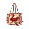 Loewe  Cushion Dodo shopping bag  in beige and red canvas  and gold leather - 00pp thumbnail