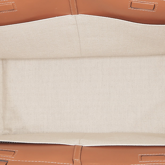 Sac cabas Loewe  Cushion Dodo en toile beige et rouge et cuir gold - Detail D2