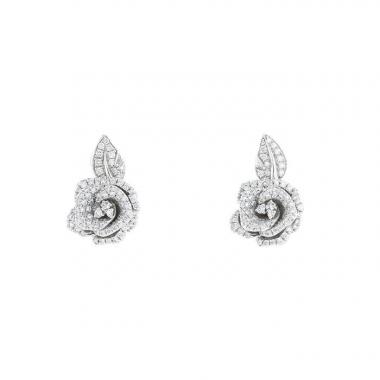 Pendientes Dior Rose Dior Bagatelle modelo mediano de oro blanco y diamantes