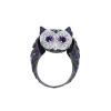 Boucheron Noctua La Chouette ring in blackened gold, white gold, diamonds, amethysts and sapphires - 00pp thumbnail