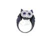 Boucheron Noctua La Chouette ring in blackened gold, white gold, diamonds, amethysts and sapphires - 360 thumbnail