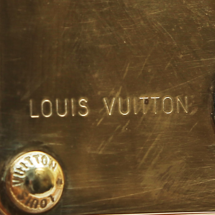 Bauletto Louis Vuitton Alzer 60 in tela a scacchi azzurro e pelle naturale - Detail D3