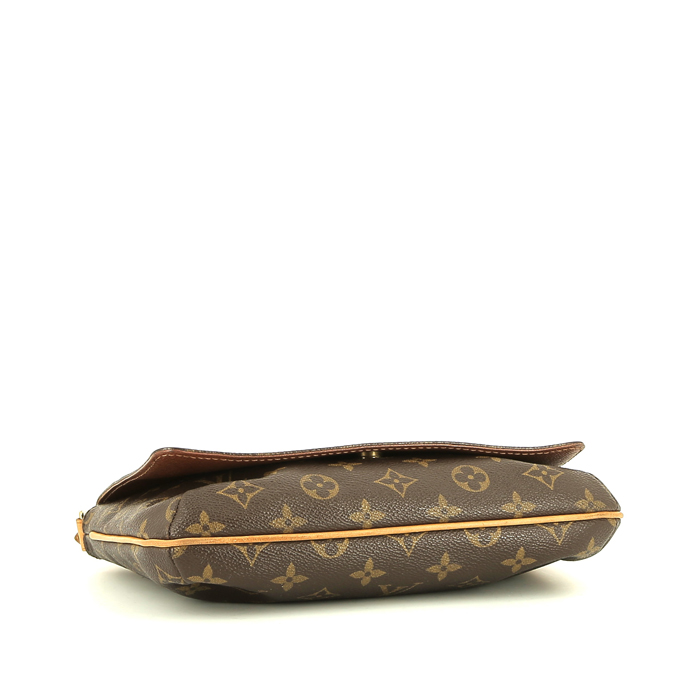 Bolso bandolera Louis Vuitton  Musette Tango en lona Monogram marrón y cuero natural - Detail D4