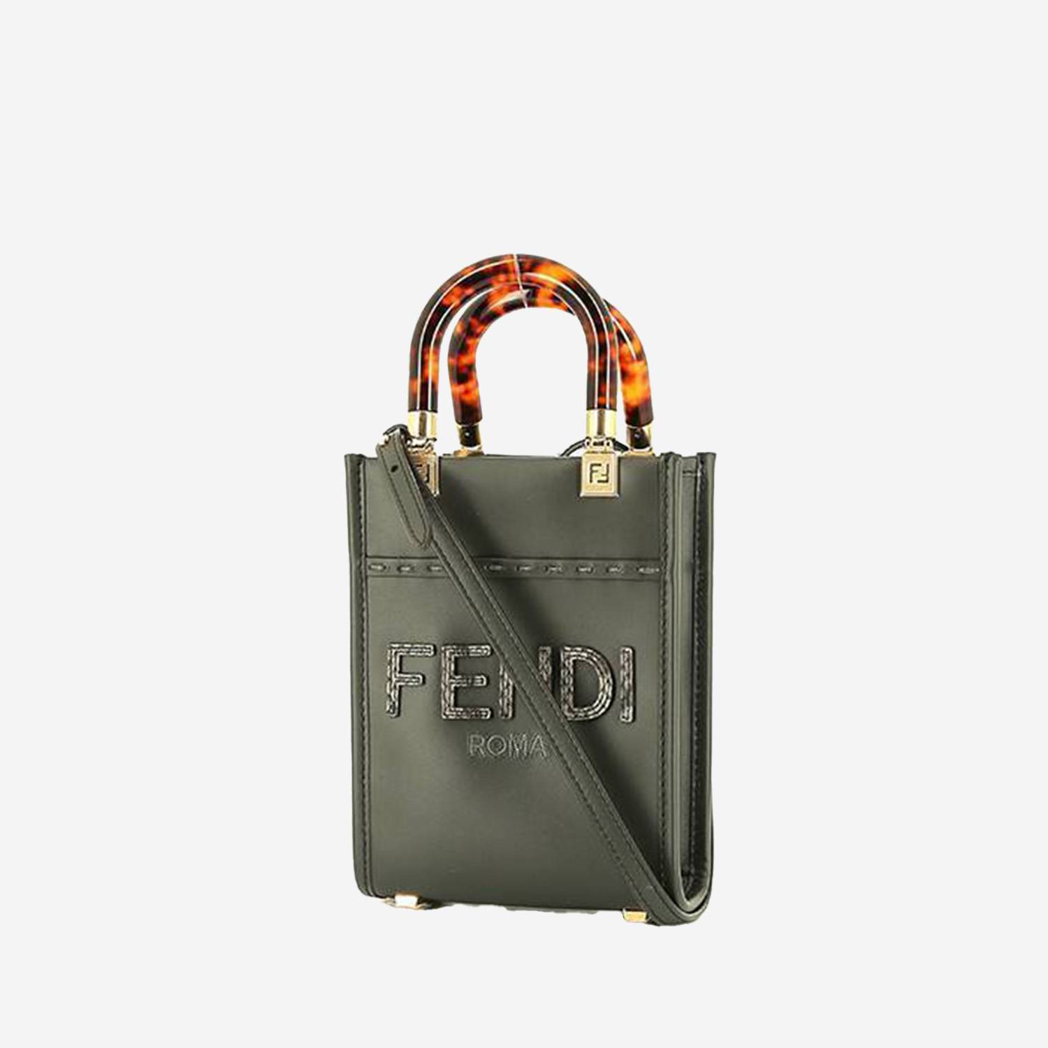 Bolso de mano Fendi  Sunshine en cuero Gris Asphalt