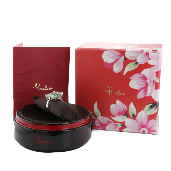 Pomellato Bahia ring in noble gold, aquamarine and diamonds - Detail D2