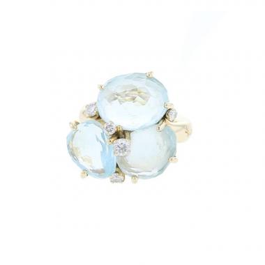 Sortija Pomellato Bahia de oro blanco, aguamarina y diamantes