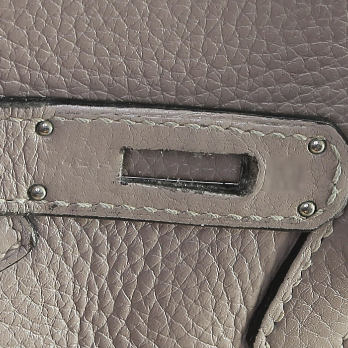 Borsa Hermès  Birkin 35 cm in pelle togo bianca Nata - Detail D4