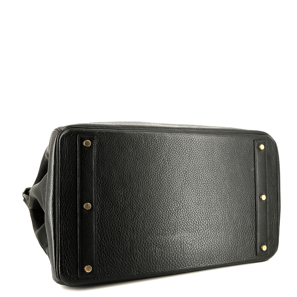 Bolso de fin de semana Hermès  Haut à Courroies en cuero togo negro - Detail D5