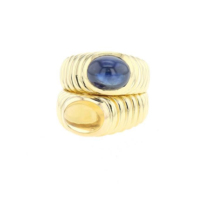 Sortija Vintage  de oro amarillo, citrino y zafiro