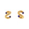 Vintage  earrings for non pierced ears in yellow gold and lapis-lazuli - 00pp thumbnail