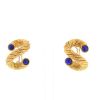 Vintage  earrings for non pierced ears in yellow gold and lapis-lazuli - 360 thumbnail