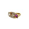 Vintage  ring in yellow gold, diamonds and ruby - 00pp thumbnail