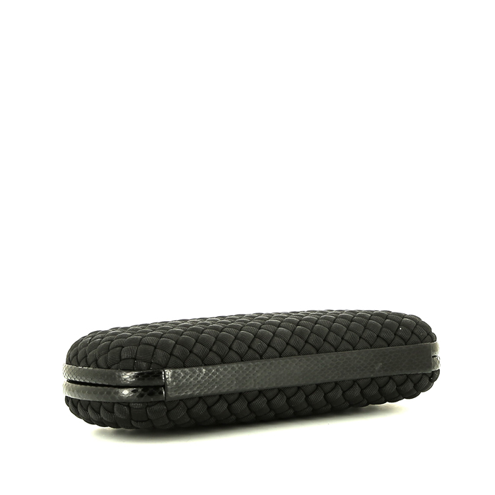 Pochette Bottega Veneta  Knot en satin noir et python noir - Detail D4