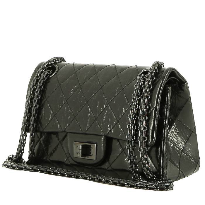 Chanel  Chanel 2.55 small model  handbag  in black quilted leather - 00pp