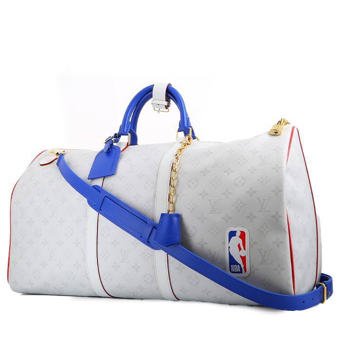 Louis Vuitton  Keepall Editions Limitées  x NBA weekend bag  in Antarctica white and blue monogram leather - 00pp