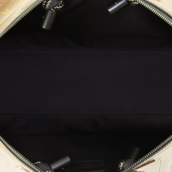 Sac de week end Louis Vuitton  Keepall Editions Limitées en toile monogram marron et cuir noir - Detail D3