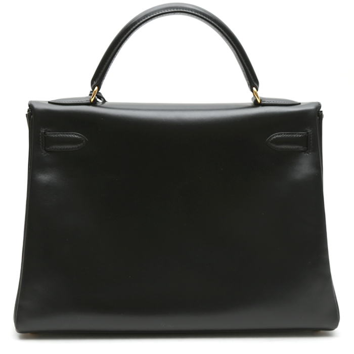 Sac à main Hermès  Kelly 32 cm en cuir box noir - Detail D7