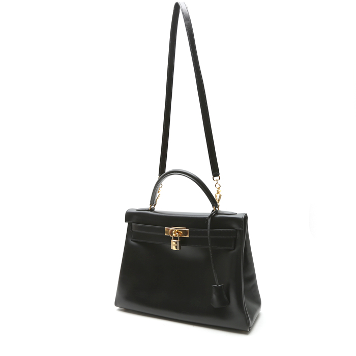 Sac à main Hermès  Kelly 32 cm en cuir box noir - Detail D8