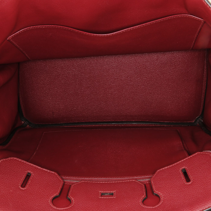 Bolso de mano Hermès  Birkin 35 cm en cuero togo rojo - Detail D2