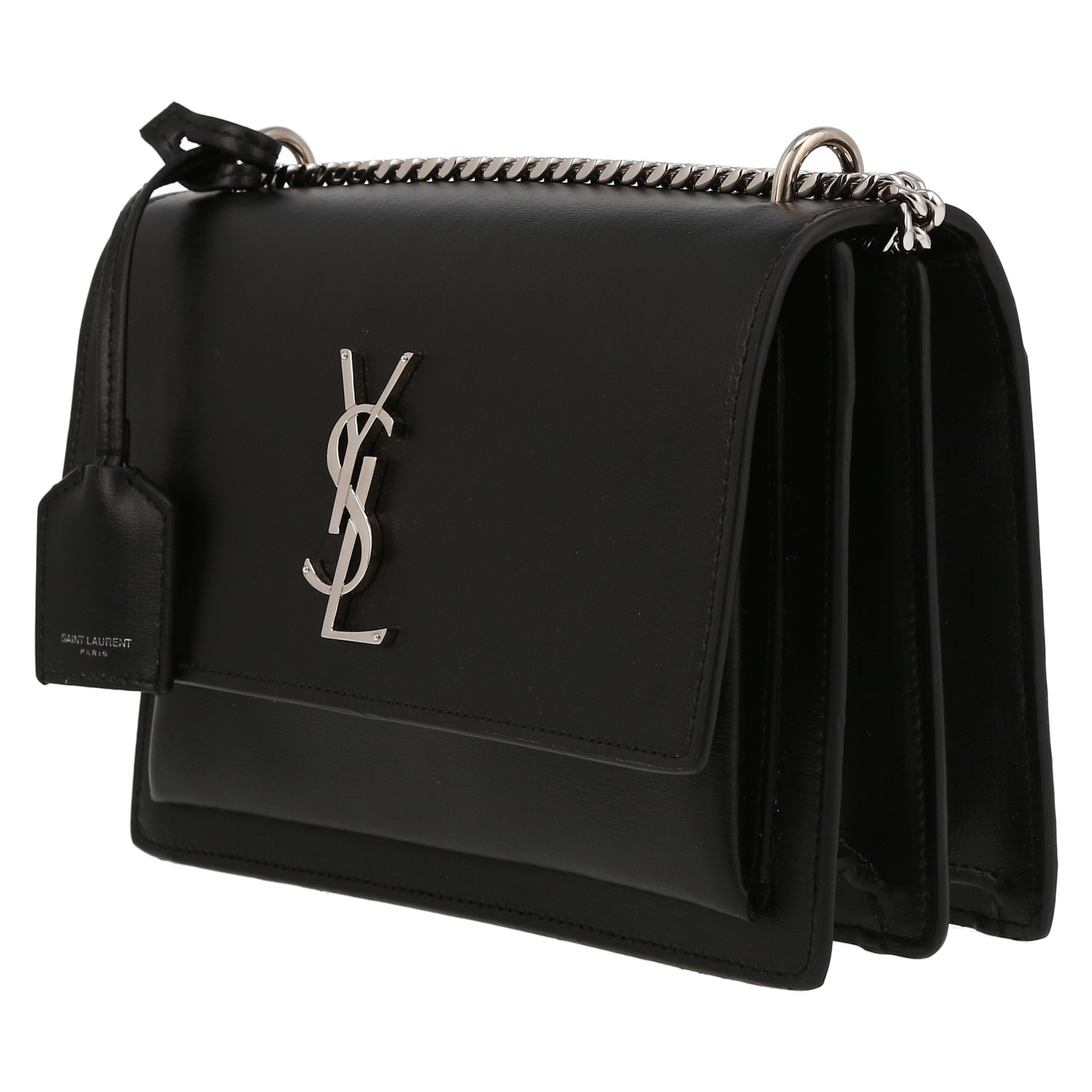 Borsa a tracolla Saint Laurent  Sunset modello medio  in pelle nera - Detail D3