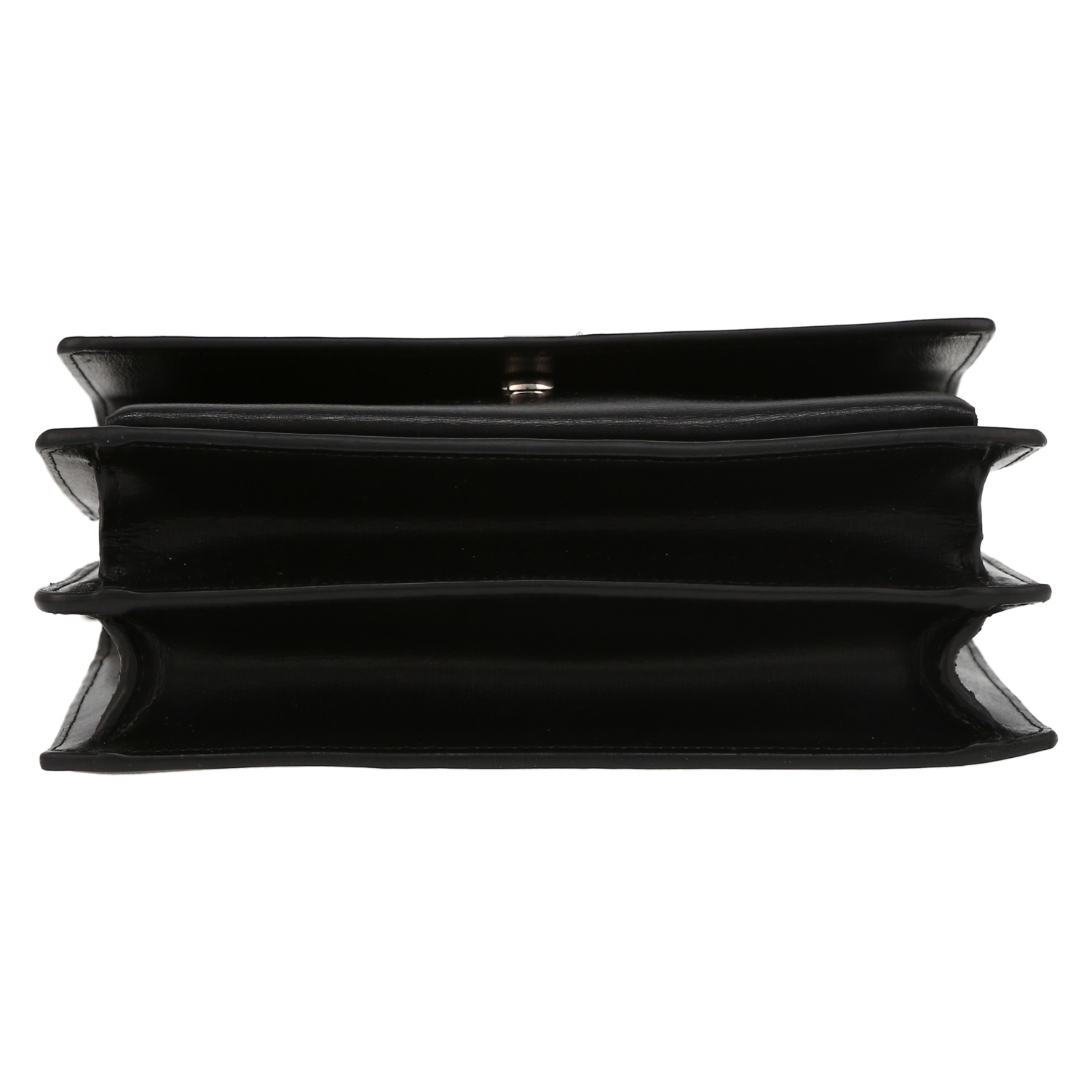Sac bandoulière Saint Laurent Sunset moyen modèle en cuir noir - Detail D4