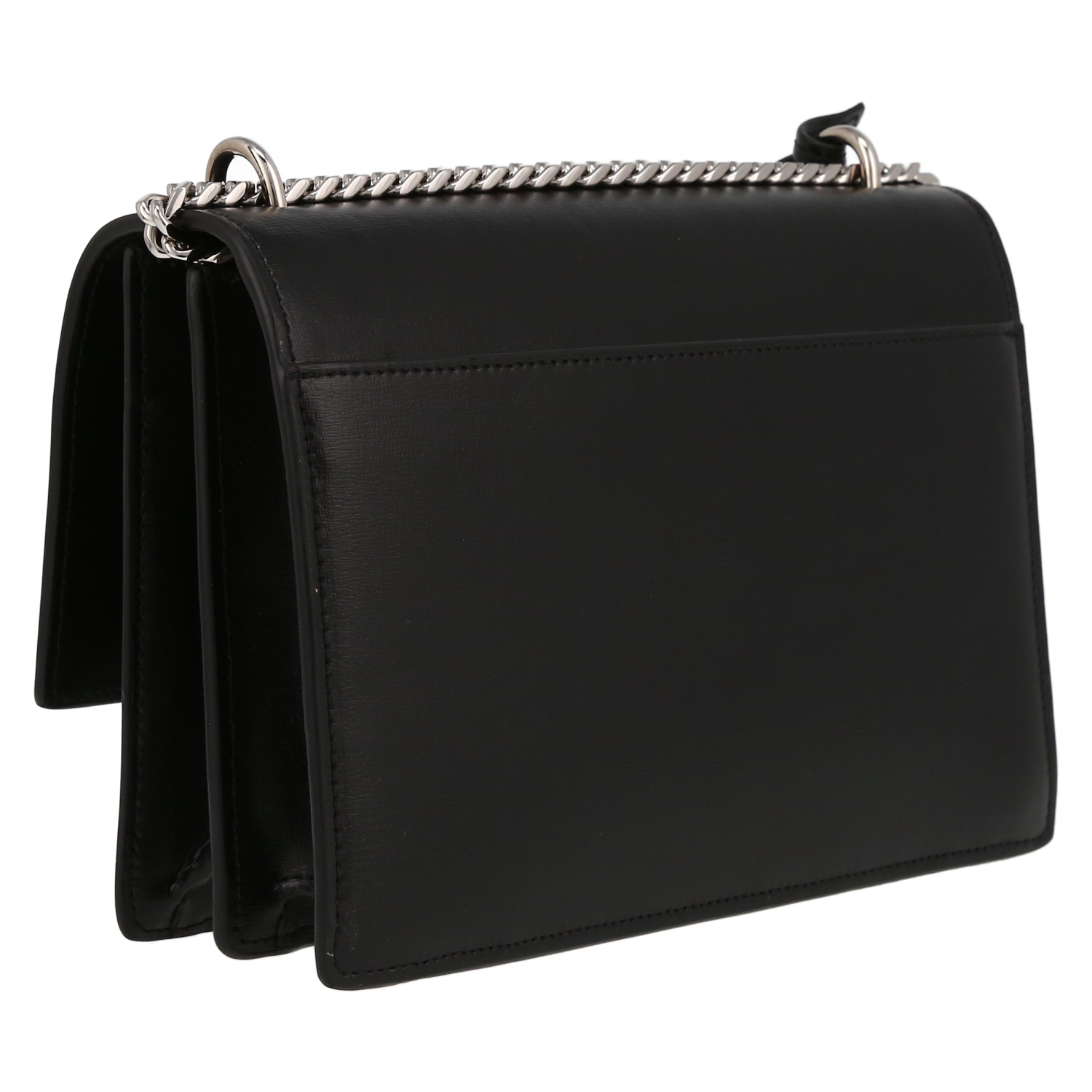 Sac bandoulière Saint Laurent Sunset moyen modèle en cuir noir - Detail D6