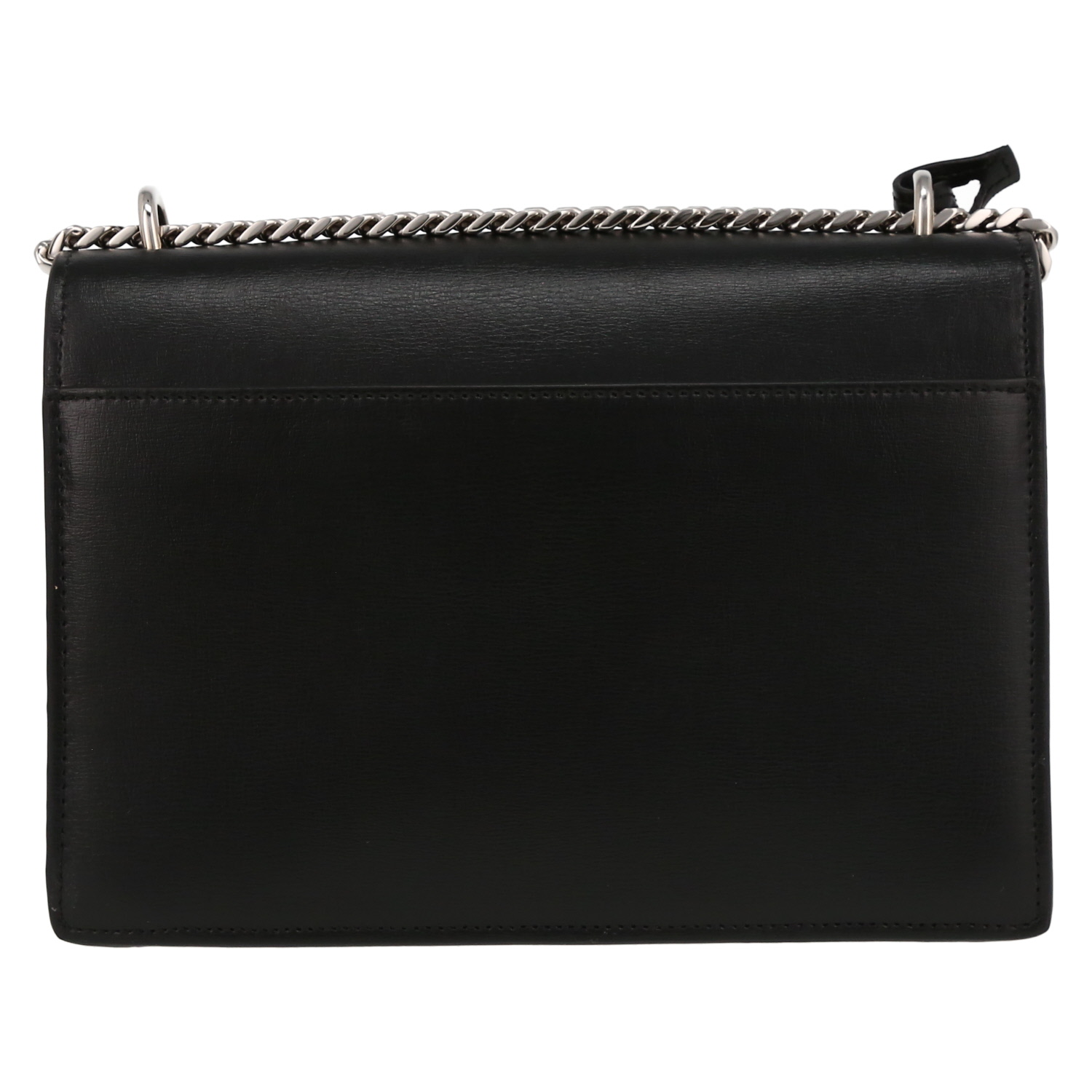 Sac bandoulière Saint Laurent Sunset moyen modèle en cuir noir - Detail D7