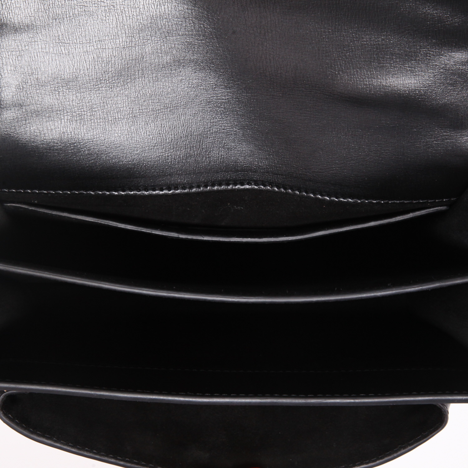 Sac bandoulière Saint Laurent Sunset moyen modèle en cuir noir - Detail D8