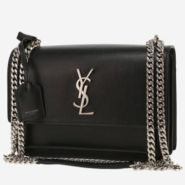 Saint Laurent Sunset medium-sized shoulder bag in black leather